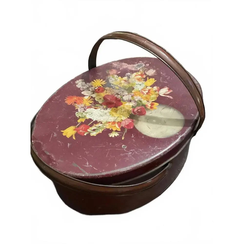 Vintage Floral Decorative Storage Box with Handle